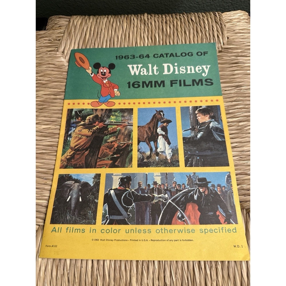 Vintage 1963-64 Walt Disney 16mm Films Catalog Mickey Mouse Reference Film Book